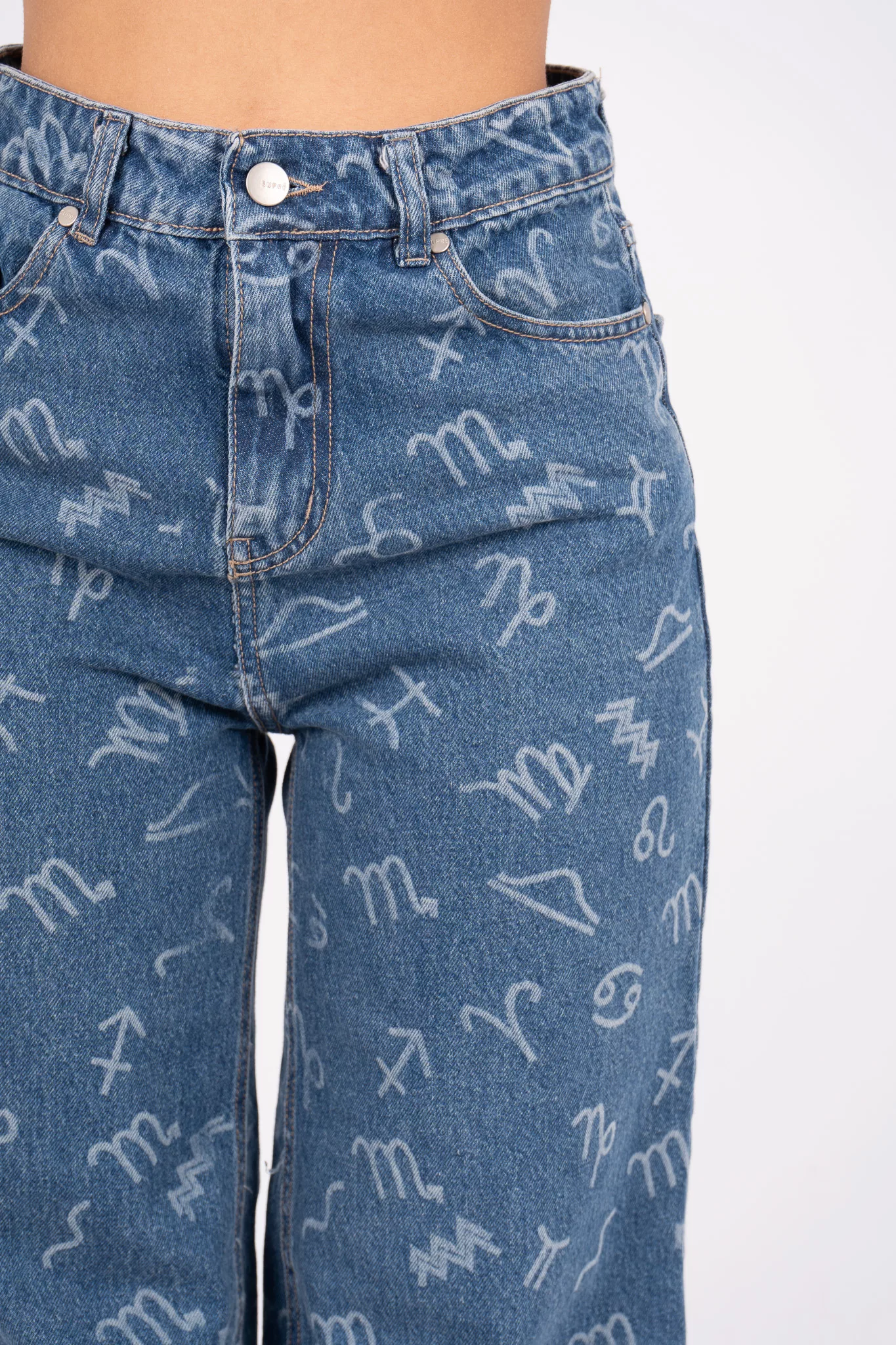 SD308 - Wide Leg Denim Azul Signos Zodiacos - Imagen 2