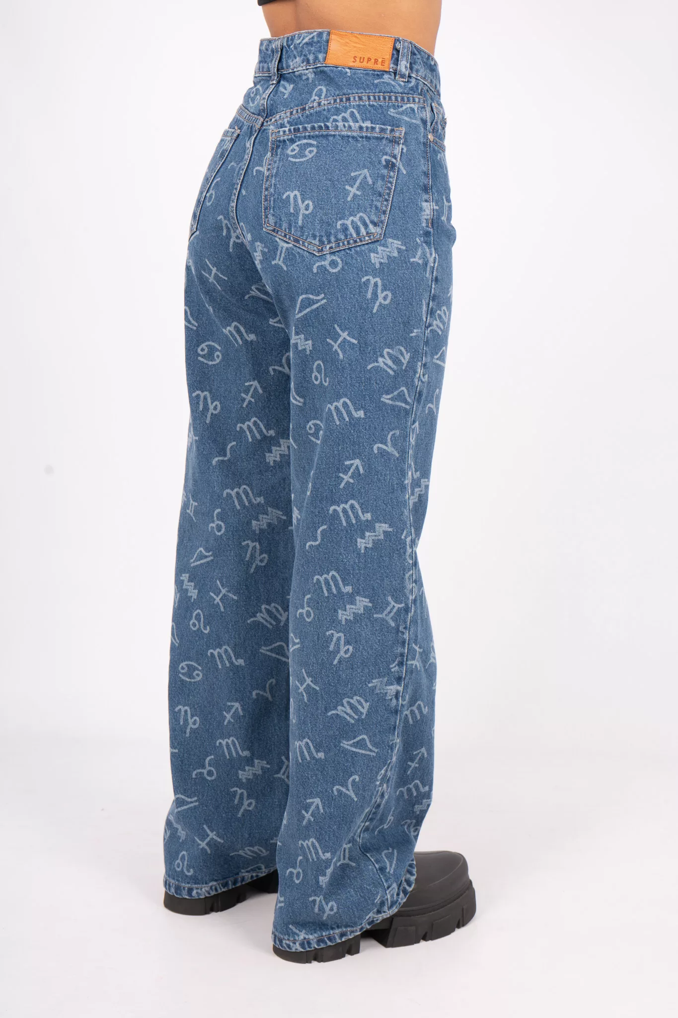 SD308 - Wide Leg Denim Azul Signos Zodiacos - Imagen 4