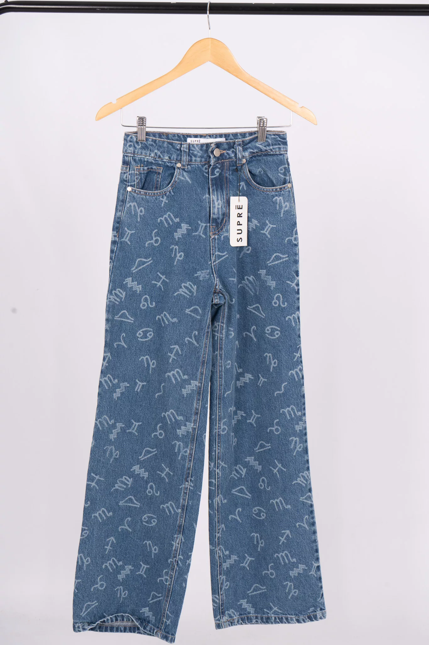 SD308 - Wide Leg Denim Azul Signos Zodiacos - Imagen 6