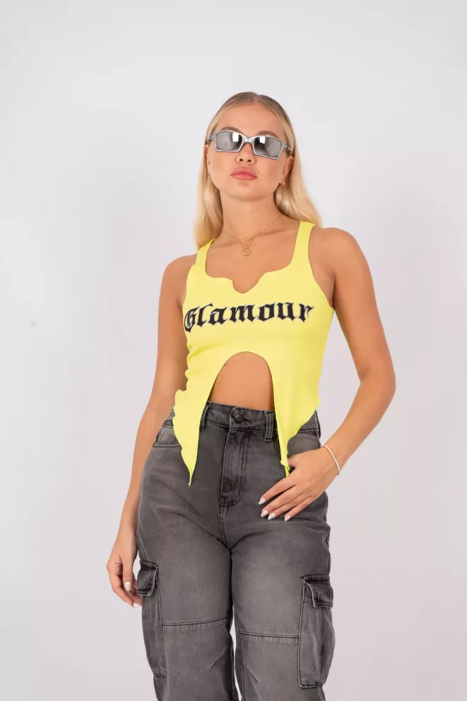 T652 - Top Glamour Con Picos Terminacion Rulote Morley Lycra