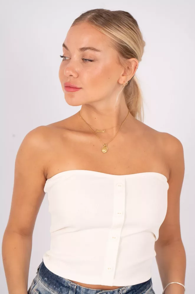 T661 - Strapless Inka Con Botones Morley Lycra