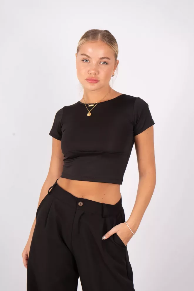 Alternative view of T648 - Top Kelly Manga Corta Espalda Cordon Elastico Cruzados Tricot