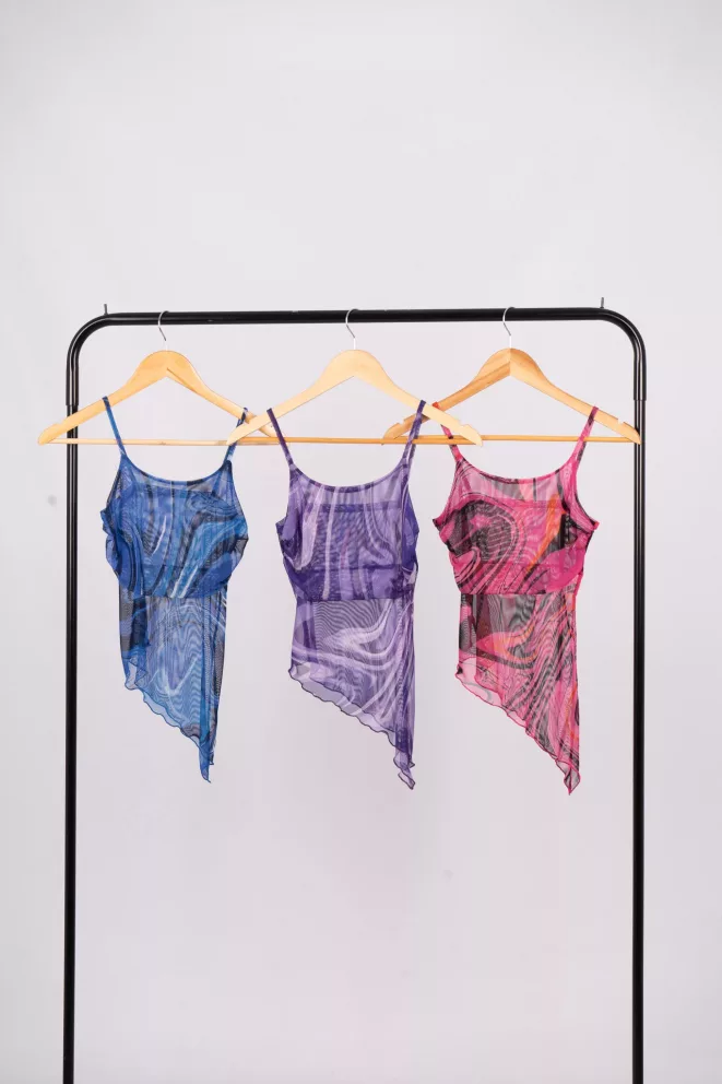 Alternative view of T605 - Top Gema Asimétrica Tul Estampado