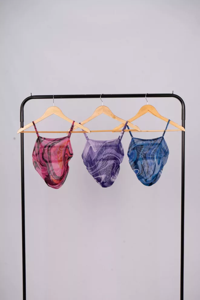 Alternative view of T579 - Top Atena Con Frunce Microtul Estampado