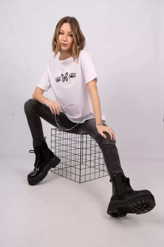 R013P - Remera Mariposa Es. Delantero Jersey 100% Alg