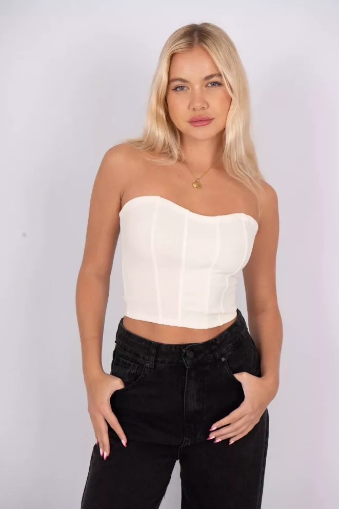 T609 - Strapless Corset Escote Corazon Scuba Crepe