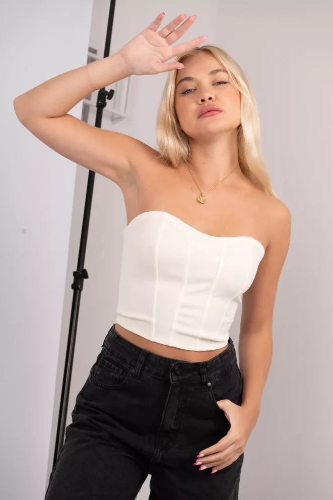 Alternative view of T609 - Strapless Corset Escote Corazon Scuba Crepe