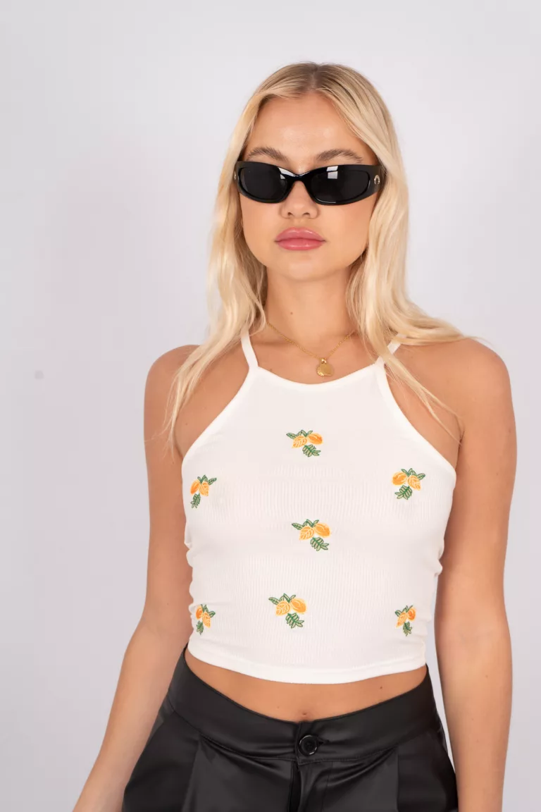 T597 - Top Flowers Bordado Delantero Morley Finito