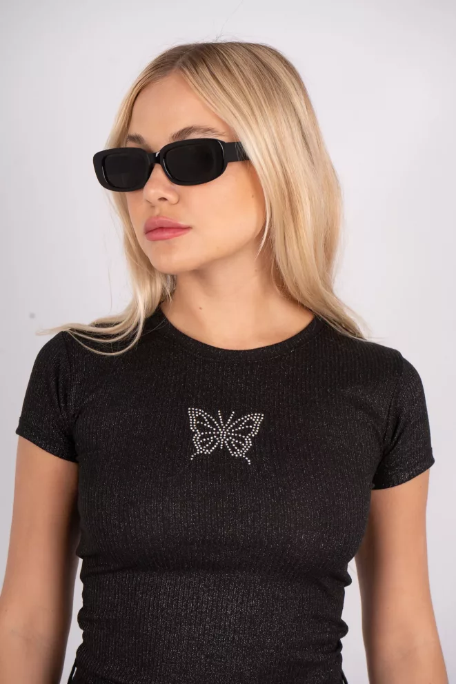 R065K - Remera New Fenix Mariposa Hot Fix Morley Foil