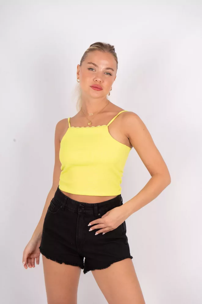 Alternative view of T651 - Top Lovisa Con Puntilla Escote Recto Morley Lycra