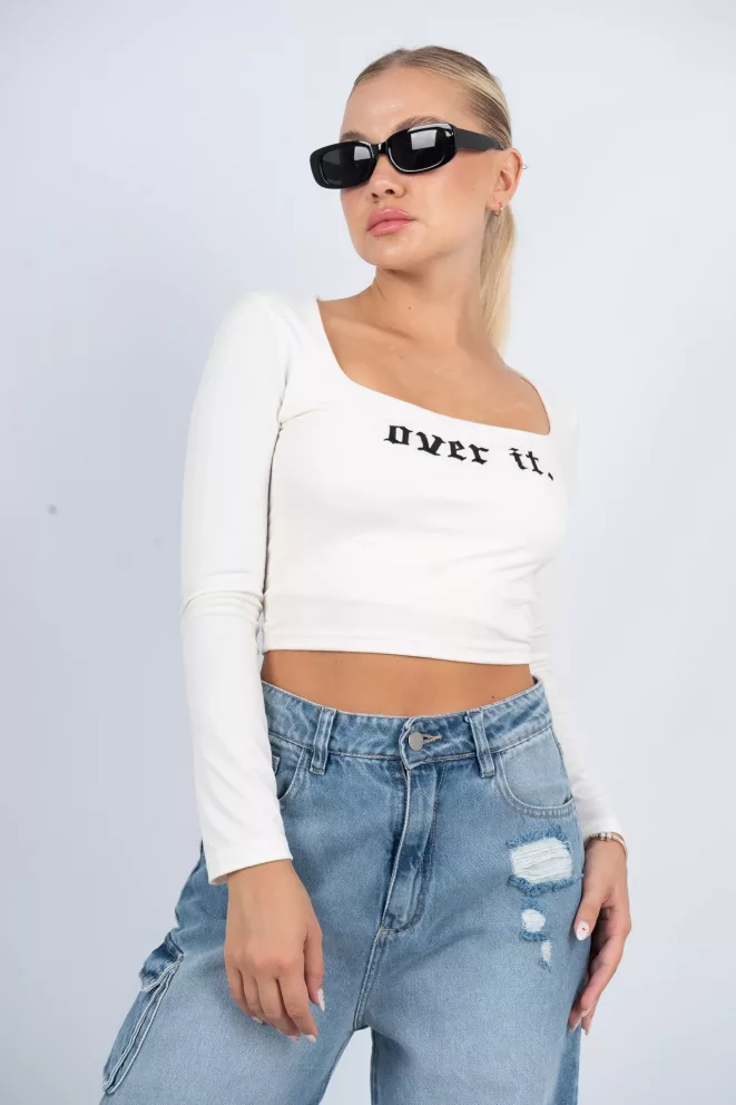 Alternative view of R167 - Camiseta Escote Cuadrado Over It Bordado Supersoft