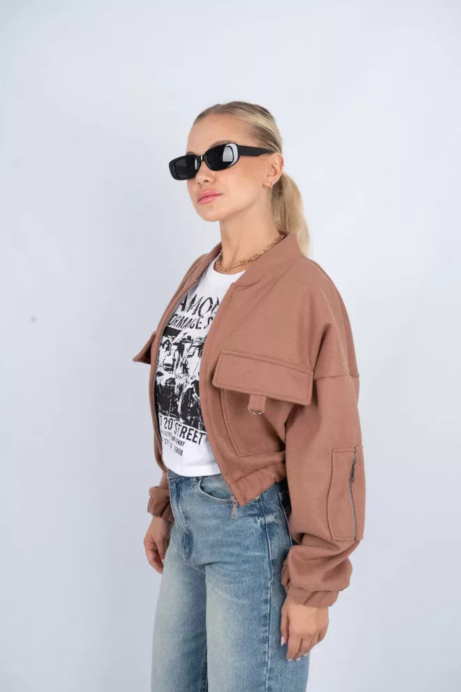 Alternative view of C111 - Saco Bomber Lin Con Cierre Paño