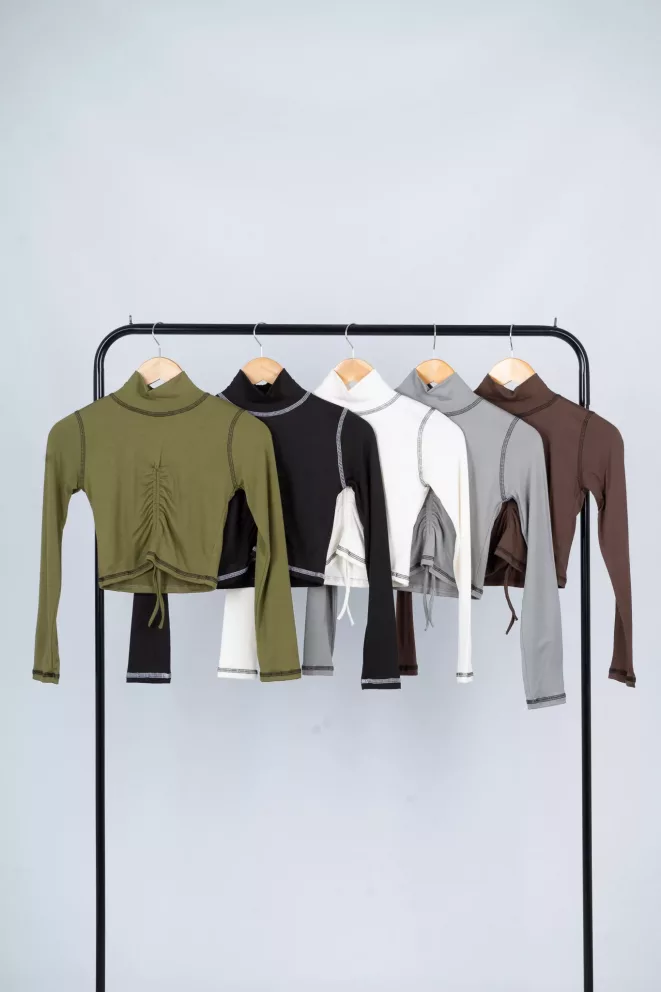 Alternative view of T694 - Top Claire Cuello Alto Con Tiras Costura Combinada Modal Soft