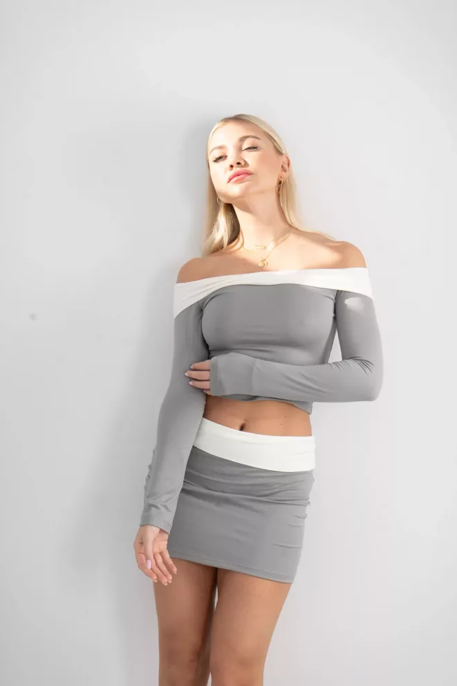 Alternative view of S154 - Pollera Emilse Cintura Combinada Doble Modal Soft