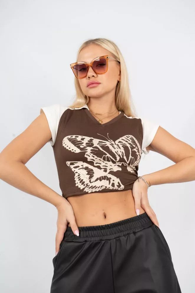 R174 - Remera Chomba Mariposa Estampado Modal Soft