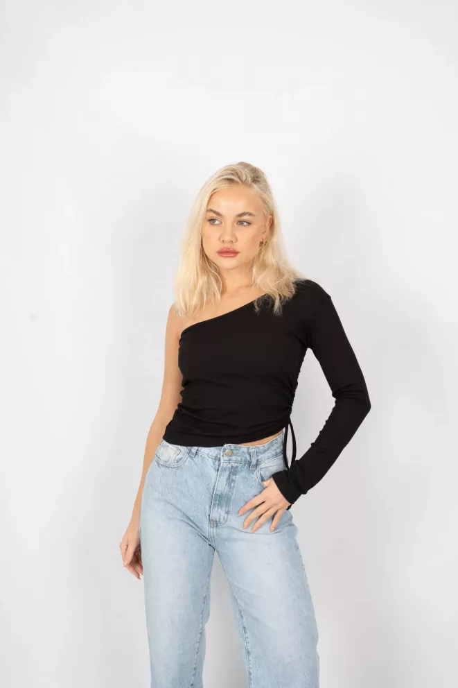 T715 - Top Briet Un Hombro Con Cordon Lateral Asimetrico Brush Morley