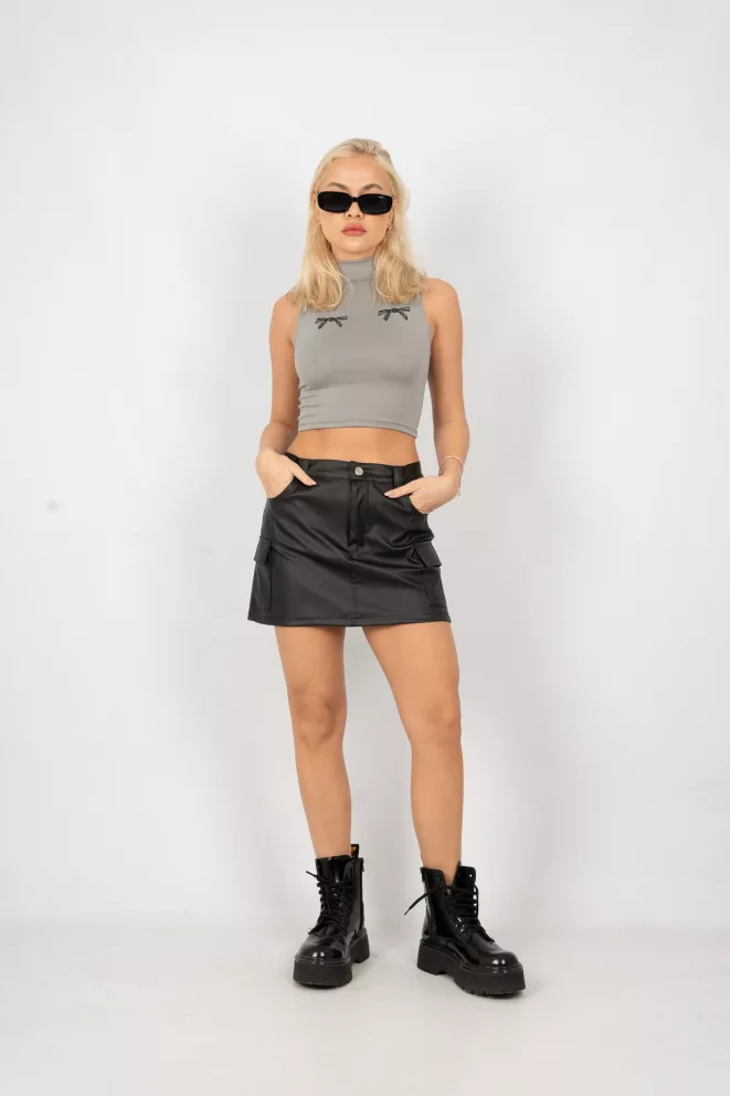 S153 - Pollera Cargo Rosh Cuerina