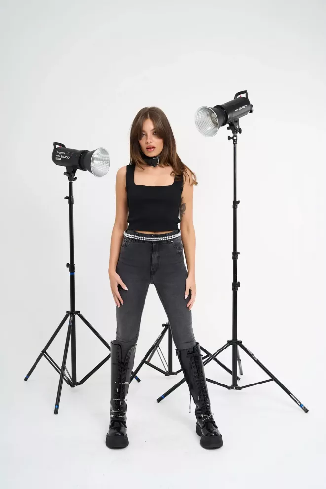 Sd313 - Jean Chupín Gris Elastizado Con Roturitas (Lira)