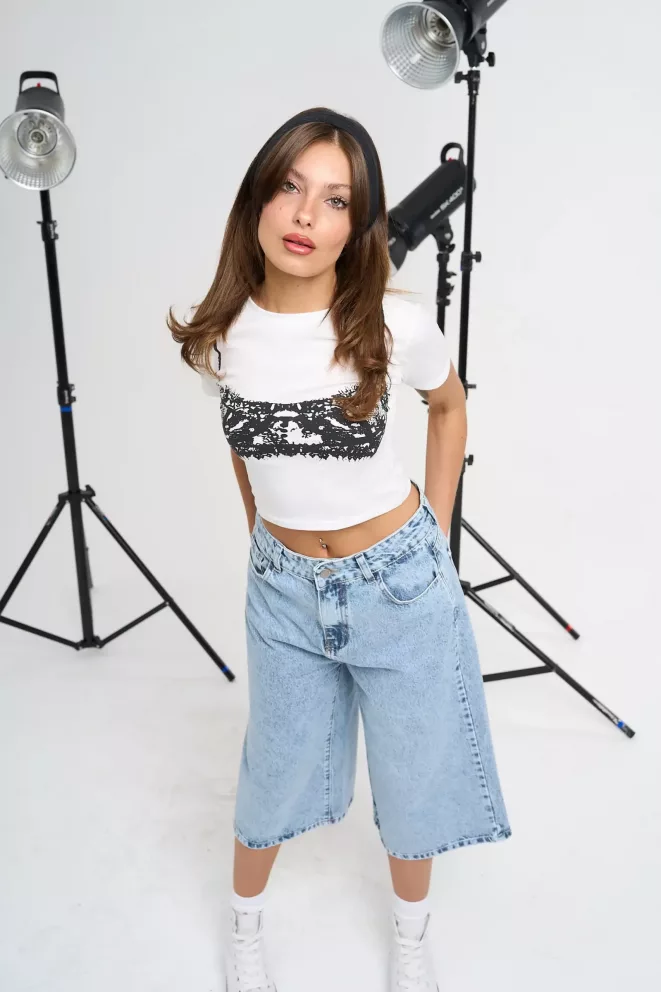 Alternative view of R155E - Remera Bralette Baby Tee Estampado Modal Soft