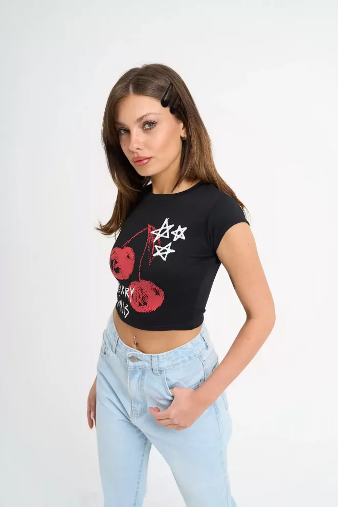 Alternative view of T587H - Remera Cherry Crayon Estampado Delantero Modal Soft