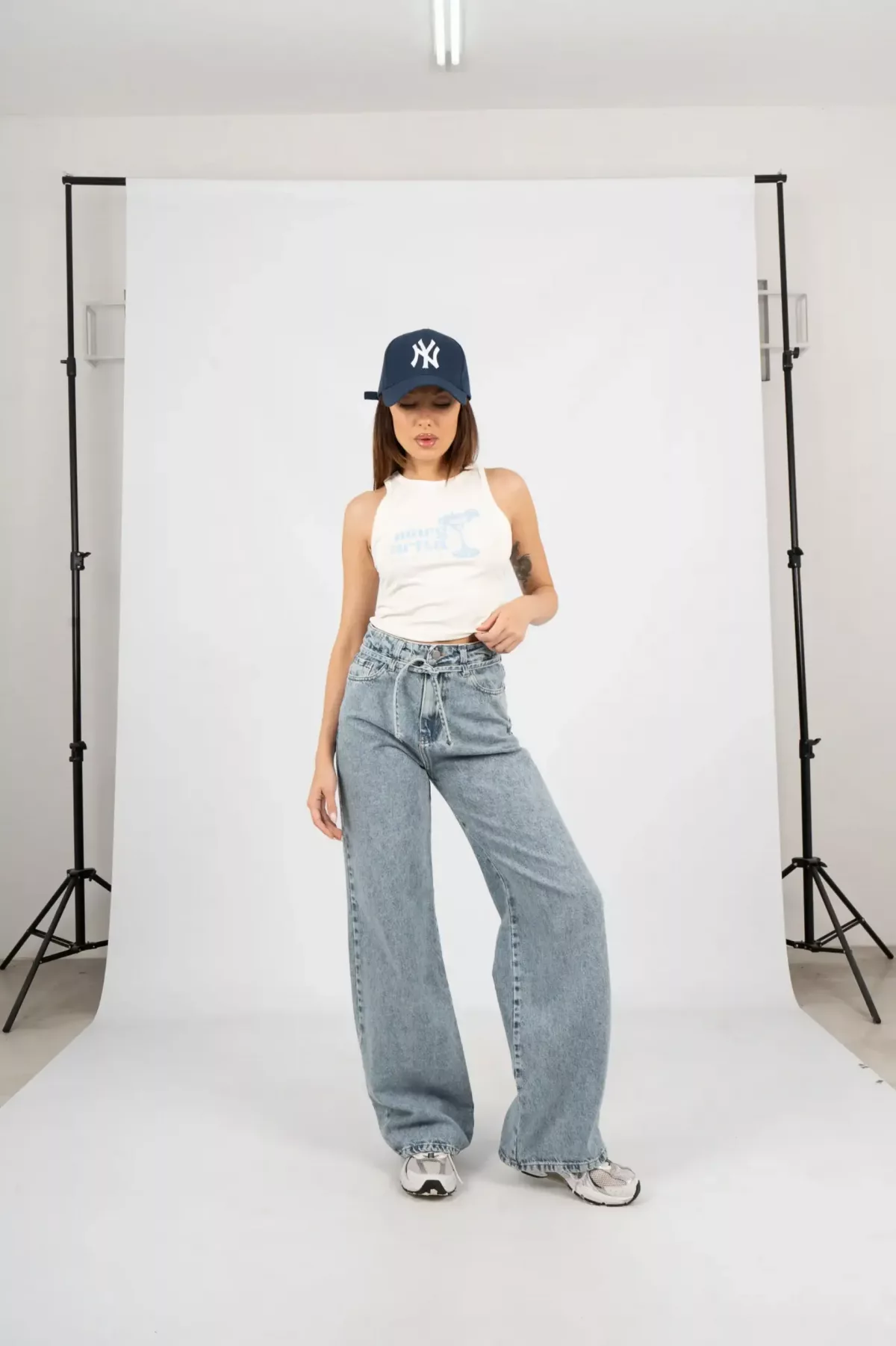 SD358 - Wide Leg Denim Con Cinto Azul (Valery)