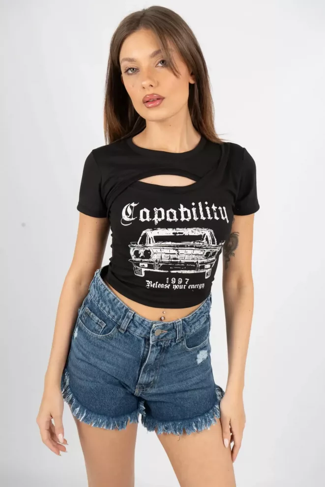 T774 - Remera Capability Con Recorte Estampado Modal Soft