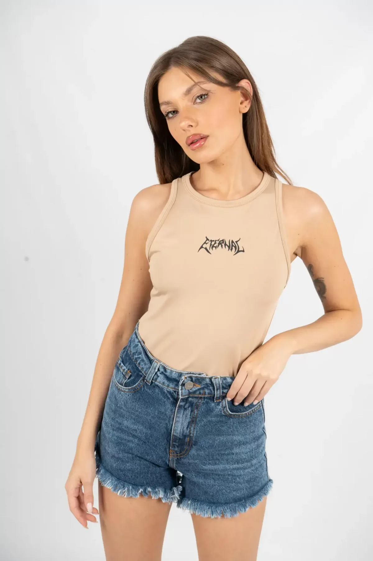 T194D - Musculosa Eternal Estampado Delantero Microfibra