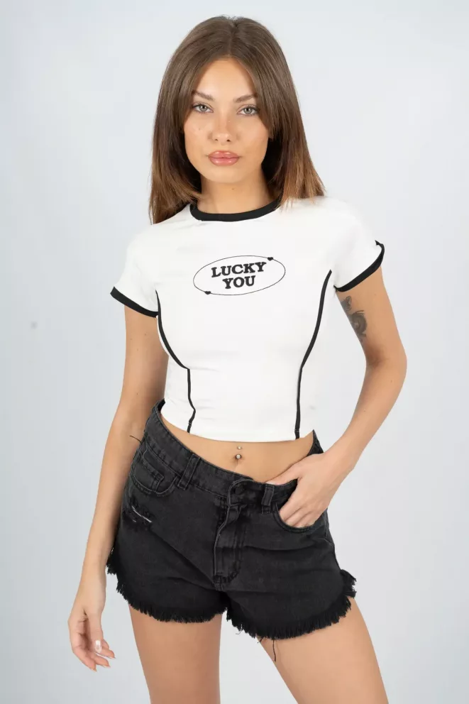 T705A - Remera Lucky You Con Vivo Combinado Modal Soft