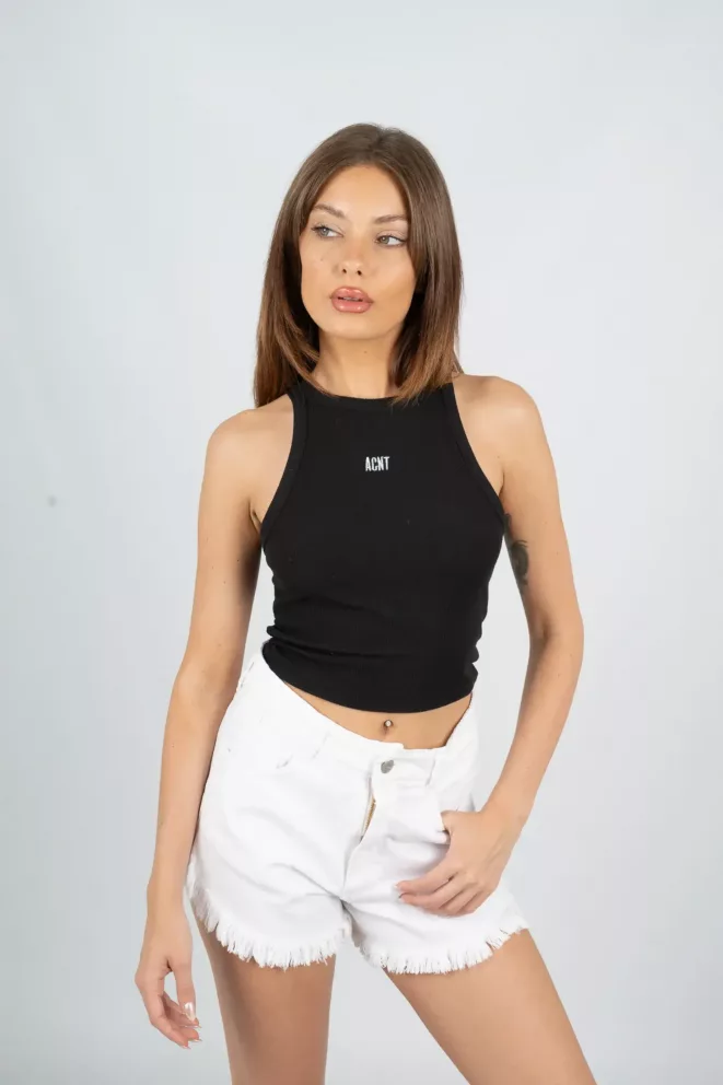 T745A - Musculosa Acento Basica Bordada Delantero