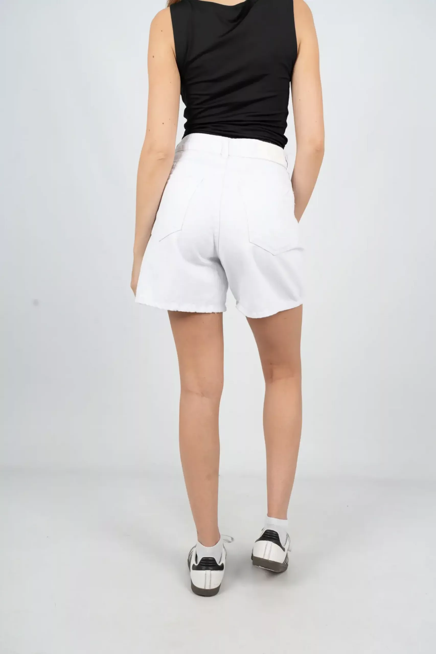 SD377 - Bermuda Denim Blanco Rígido con Roturas (Maena) - Imagen 5