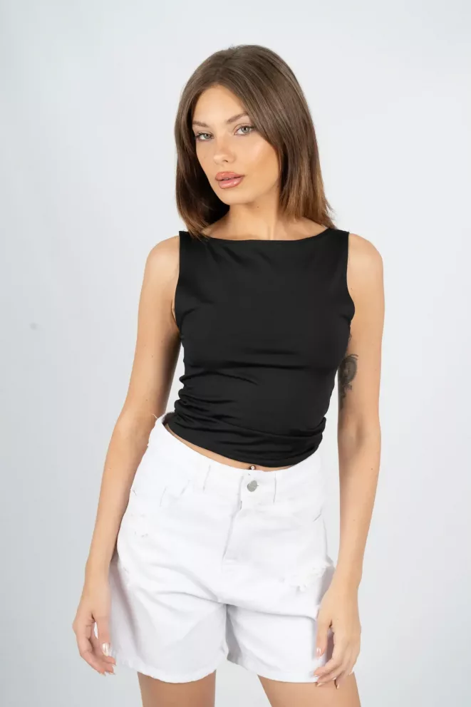 T780 - Musculosa Kira Cuello Bote Basica Microfibra