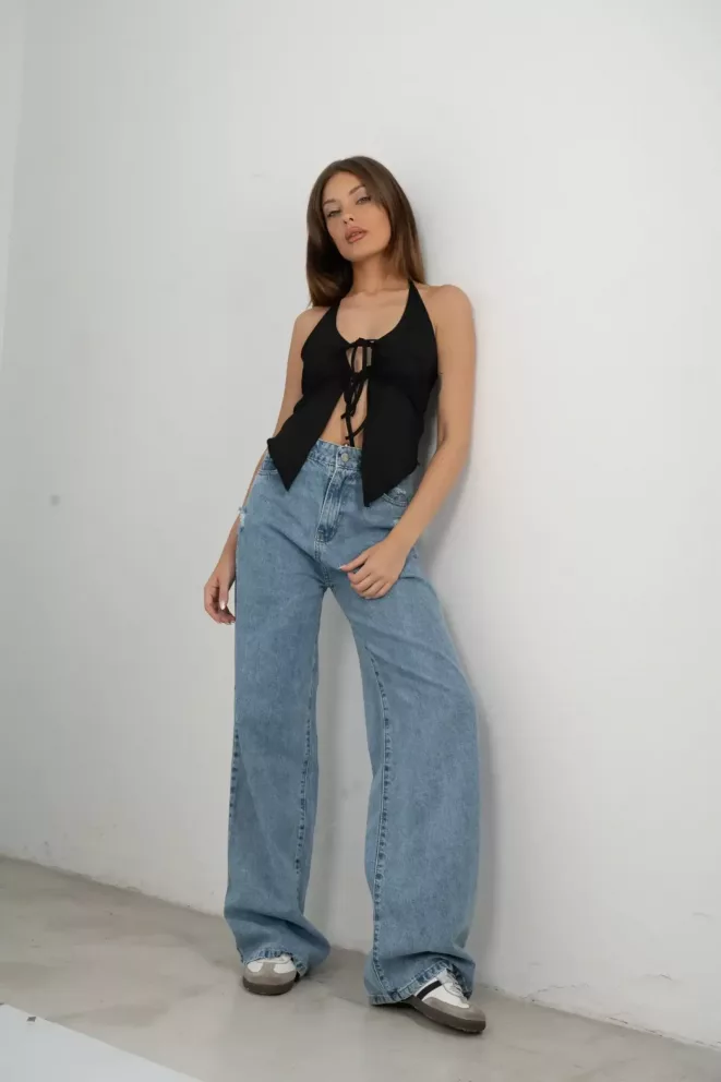 Alternative view of T781 - Top Giada Con Cordon Frunce En Pico Microfibra