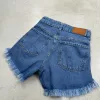 SD386 - Short Denim Azul Rígido Desflecado Con Dos Roturas (Katherine) - Imagen 2