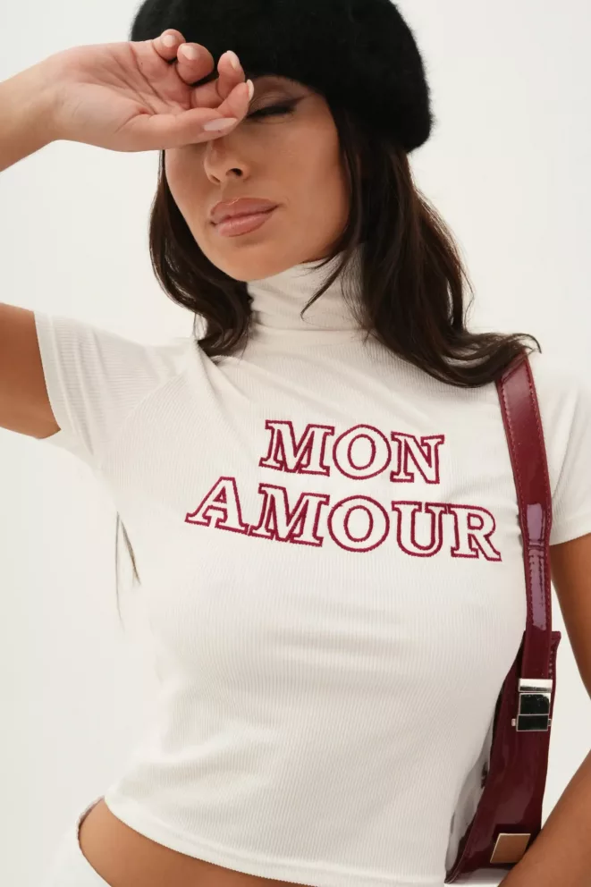T247L - Top Mon Amour Cuello Alto Manga Corta Morley Brush