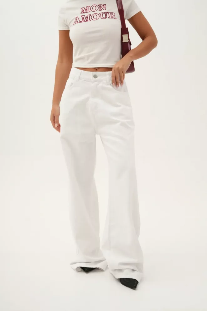 SD342 - Wide Leg Denim Blanco  Rígido (Sugar)