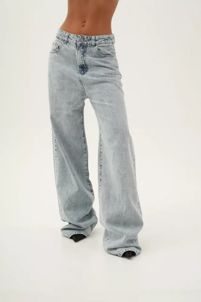 SD385 - Wide Leg Denim Celeste Rígido (Steve)