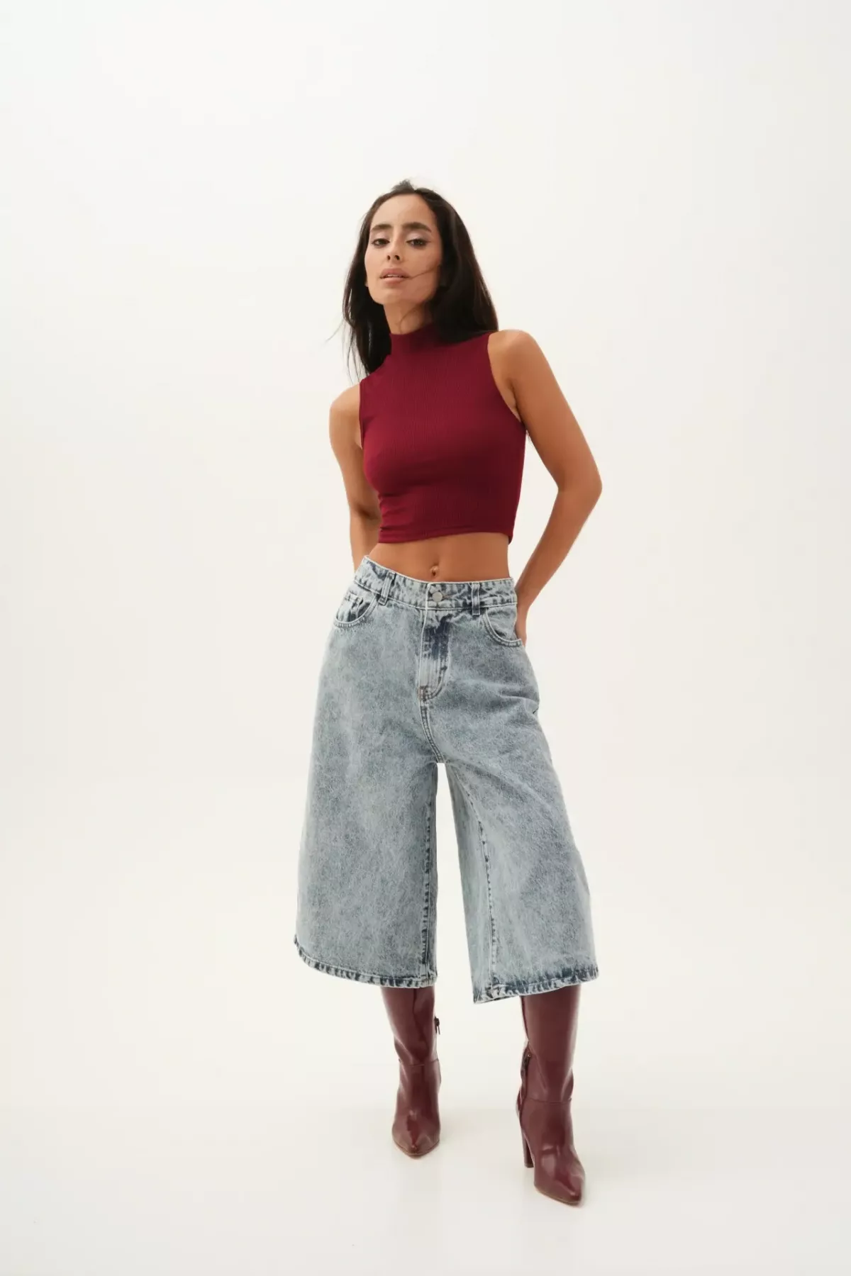 SD383 - Bermuda Baggy Denim Azul Rigido (Vadeka)