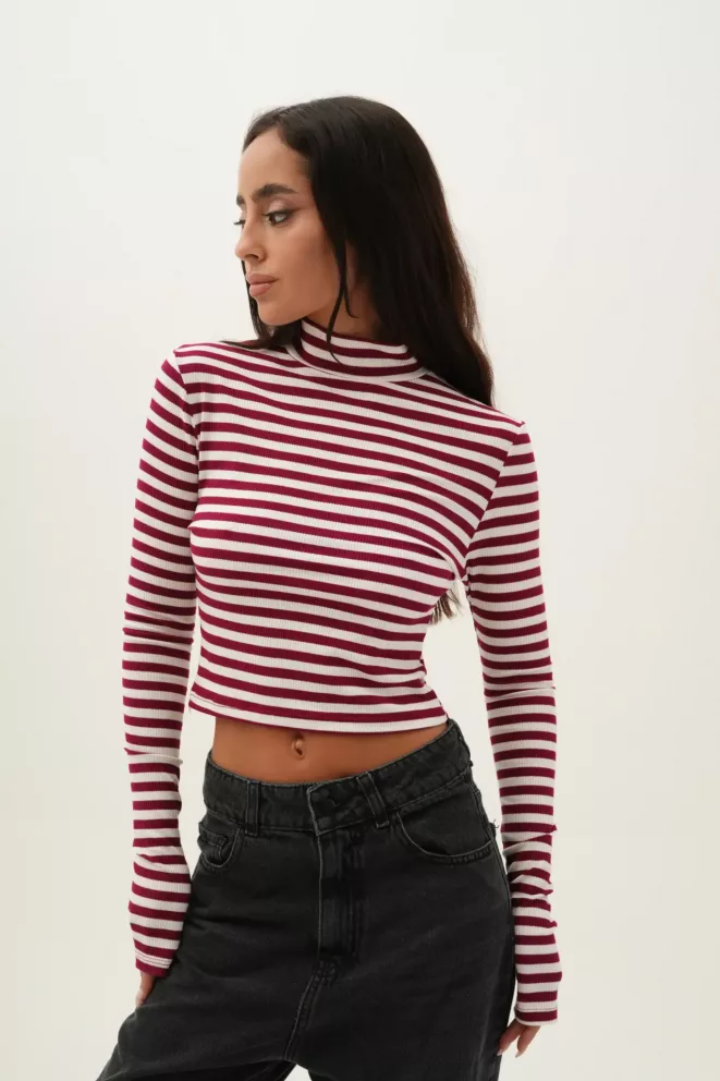 R033J - Polera Moca Manga Larga Morley Rayado