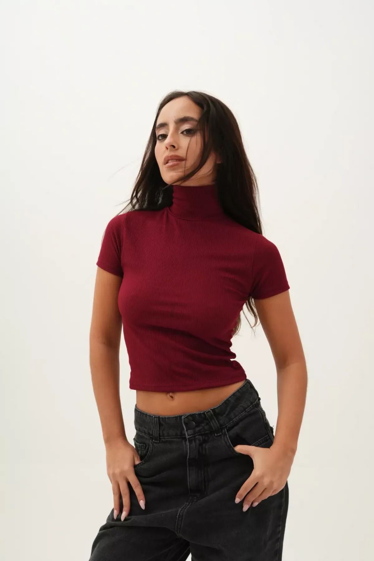 T247K - Top New Aime Basic Cuello Alto Morley Brush