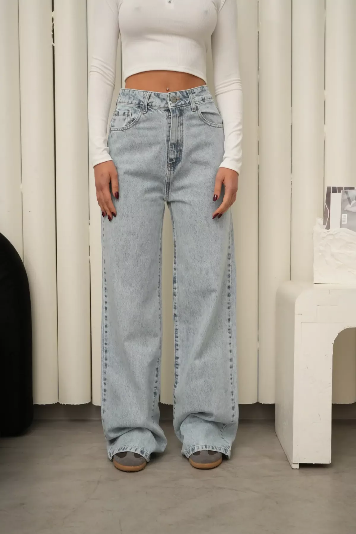 SD401 - Wide Leg Denim Celeste Rígido (Steaven)