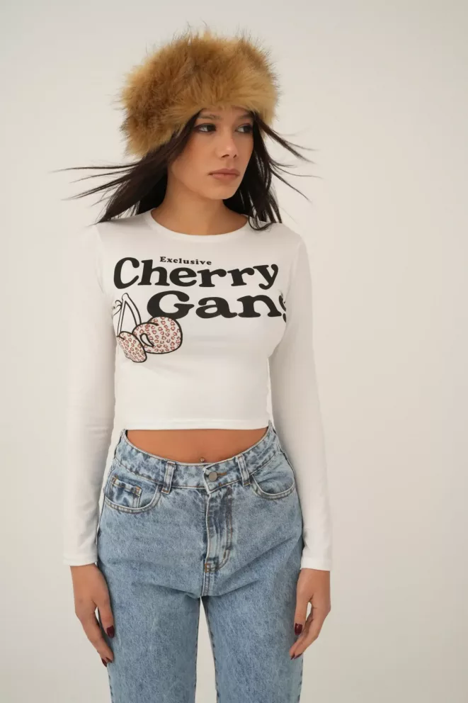 T564I - Camiseta Cherry Gang Manga Larga Modal Soft