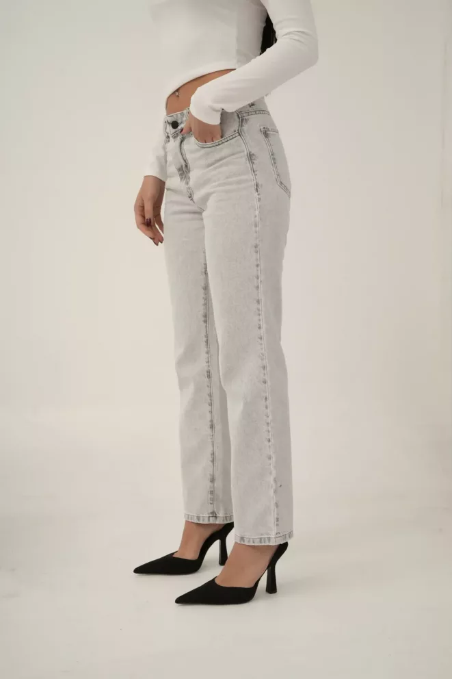 Alternative view of SD411 - Straight Cropped Denim Gris Rígido (Wanda)