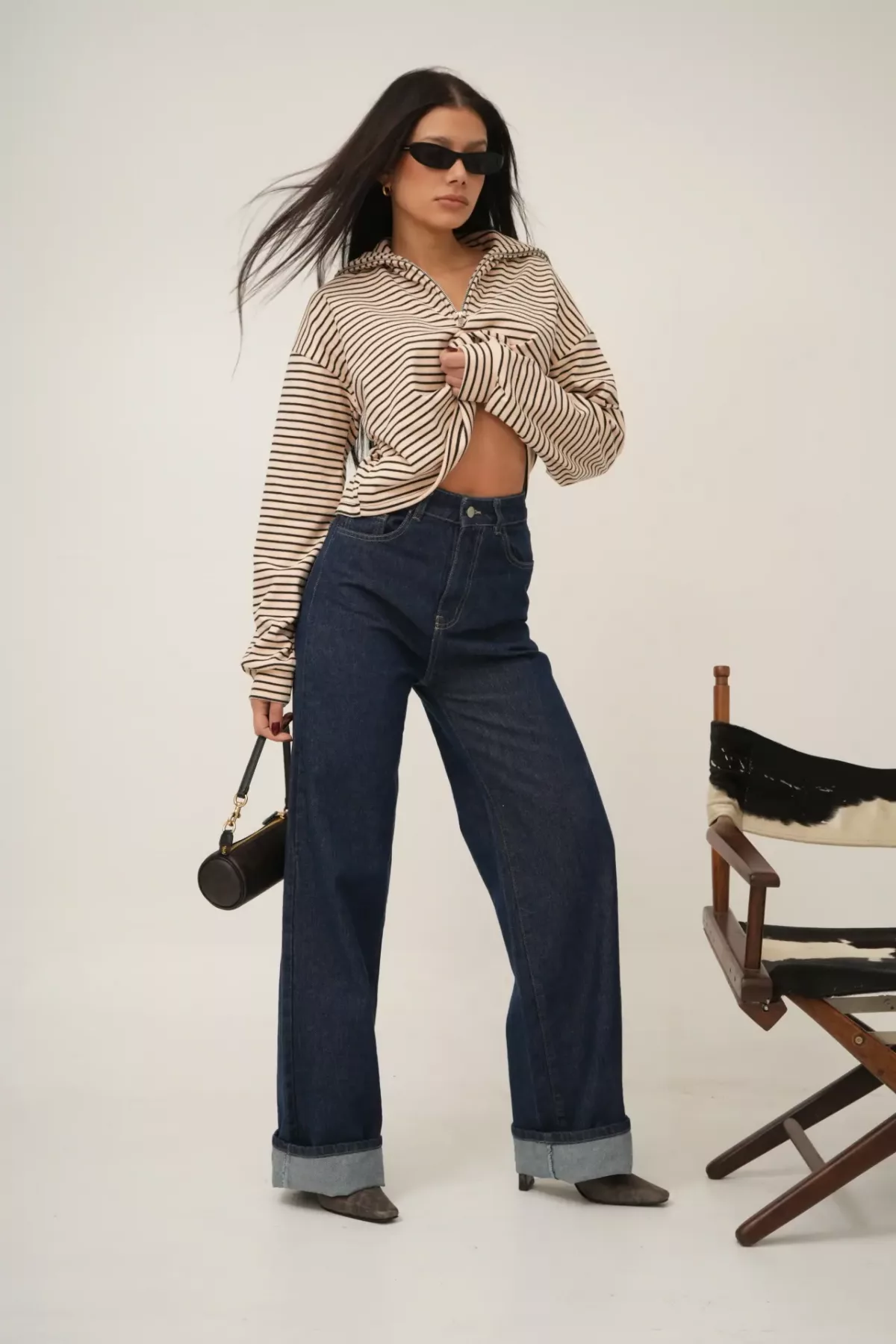 SD400 - Wide Leg Denim Azul Rígido (Blur)