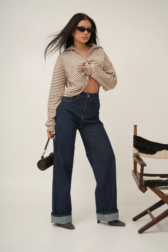 SD400 - Wide Leg Denim Azul Rígido (Blur)