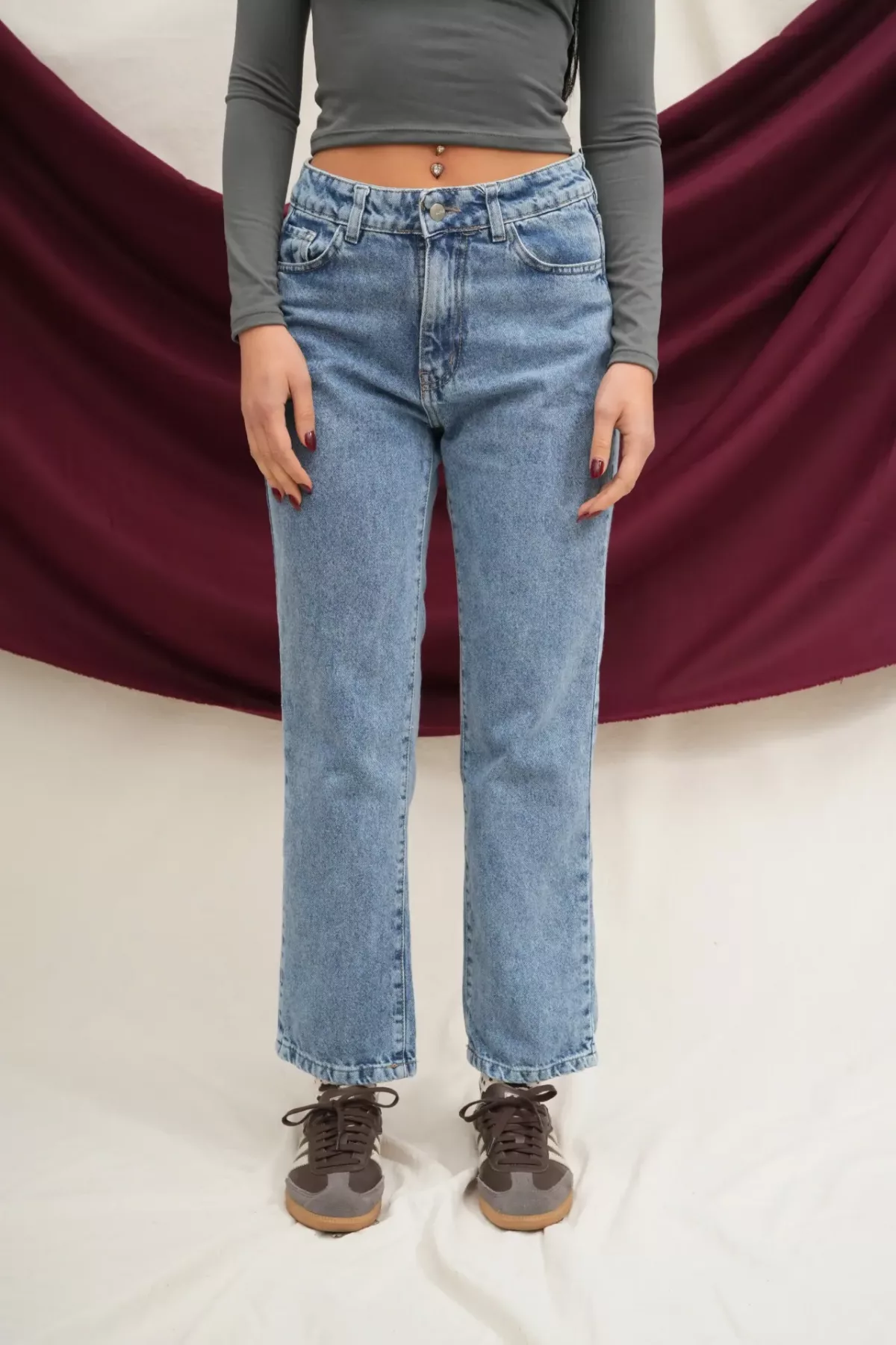 SD410 - Straight Cropped Denim Azul Rígido (Timy)