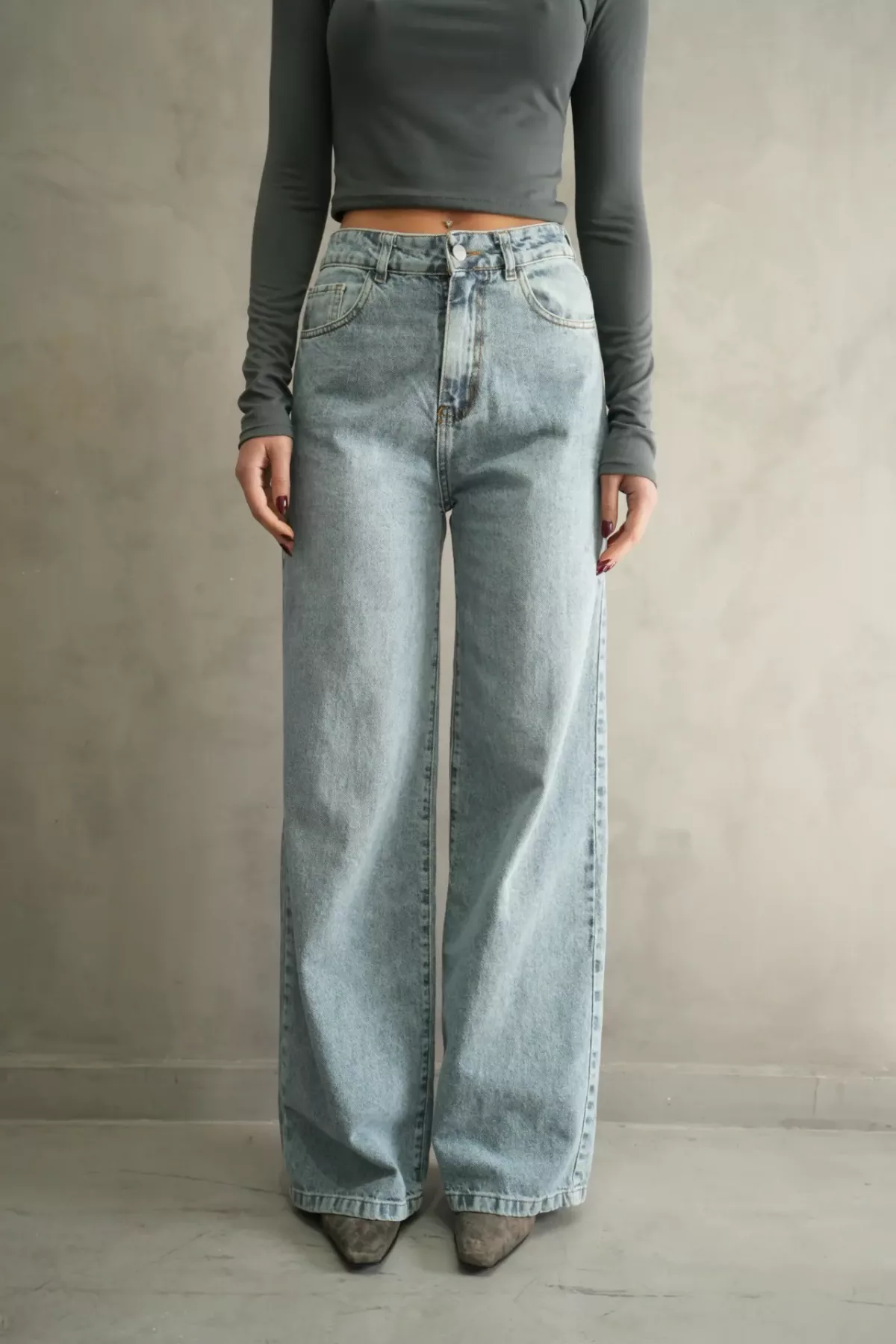 SD399 - Wide Leg Denim Oxido Claro Rígido (Mara)