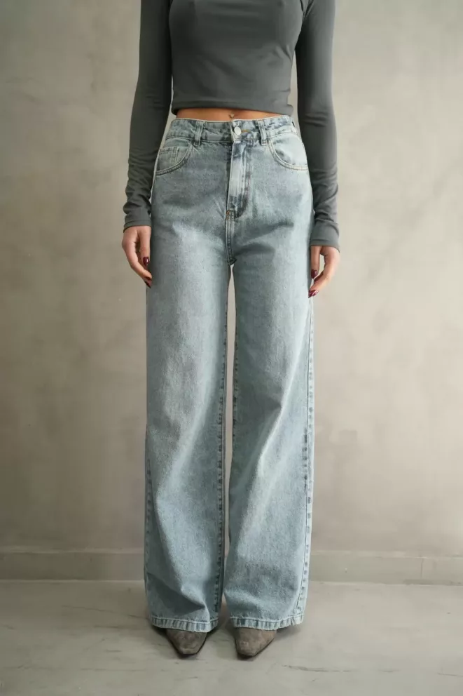 SD399 - Wide Leg Denim Oxido Claro Rígido (Mara)