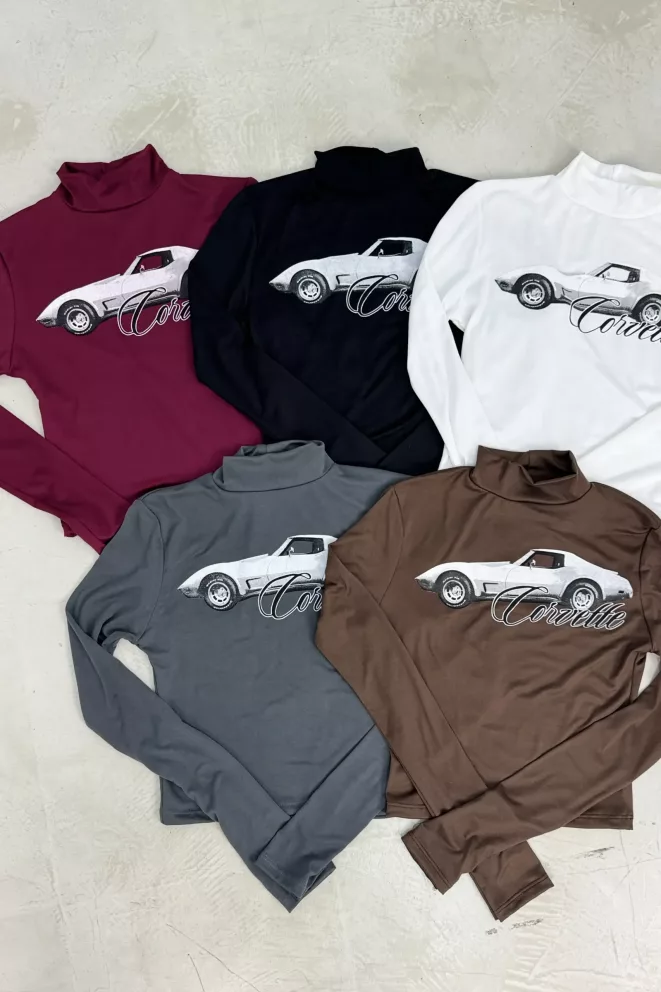 R170B - Polera Corvette Estampado Delantero Modal Soft