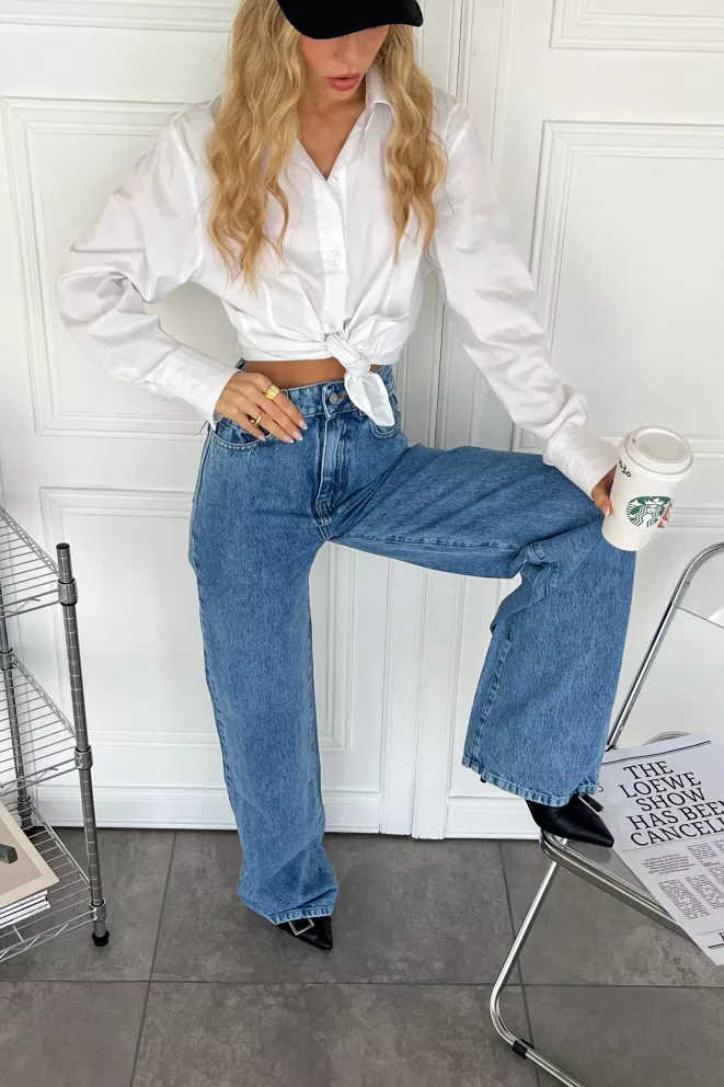 Alternative view of SD422 - Wide Leg Denim Azul Rígido (Annie)