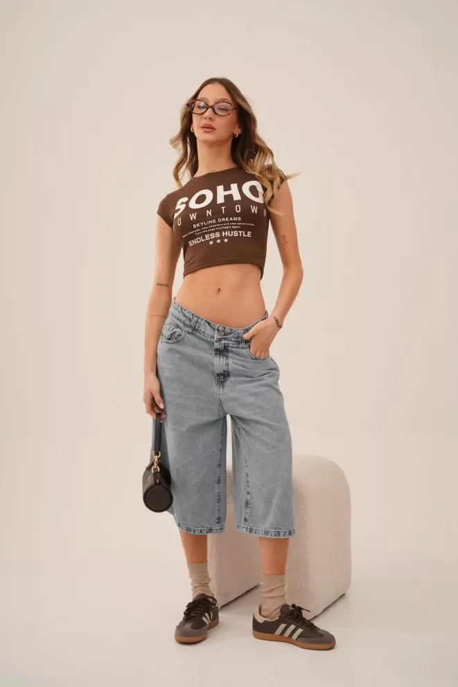 SD426 - Bermuda Baggy Denim Celeste Rígido (Tati)